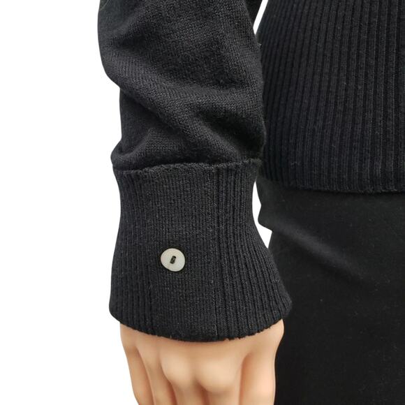 Mango MNG Basics Cardigan Sweater Women S / XS Black Long Sleeve Button V-Neck - Picture 7 of 12